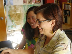 Robin Lung & Shirley Thompson view FINDING KUKAN footage