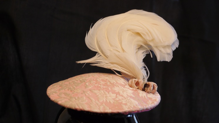 Photo of pink brocade hat.