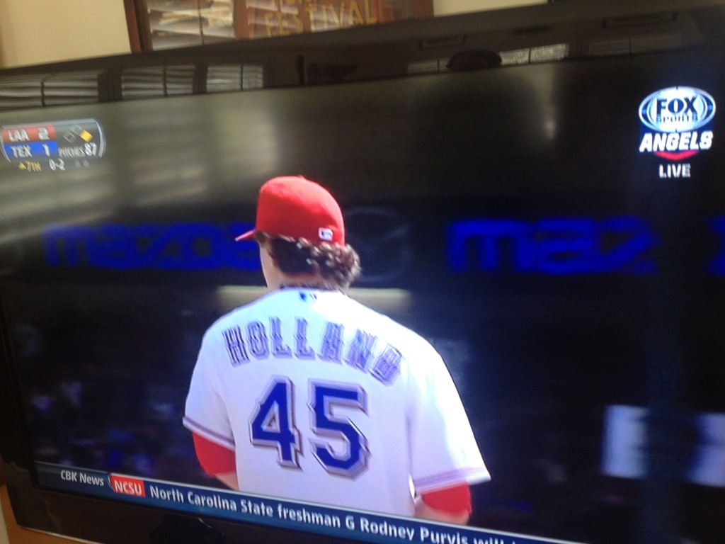 The real Derek Holland takes the mound for his first game of the season.  The editing process, like the baseball season, is a long one.