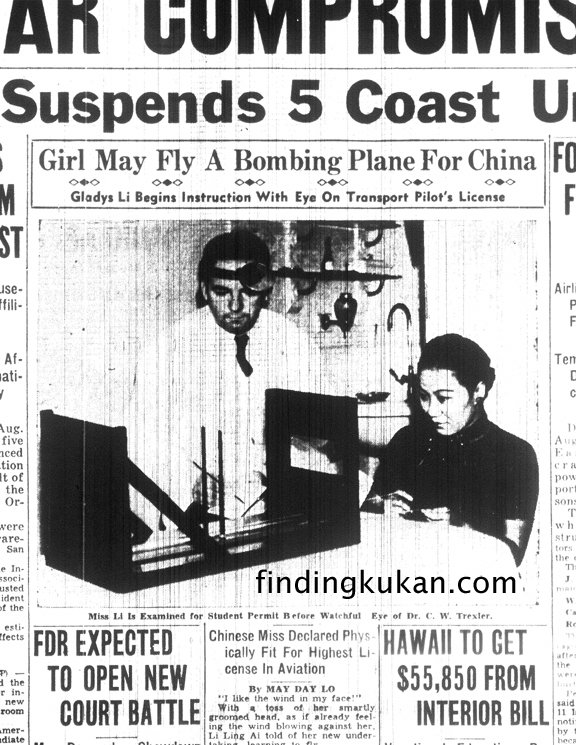 Li Ling-Ai appears on the front page of the Honolulu Star-Bulletin in 1937