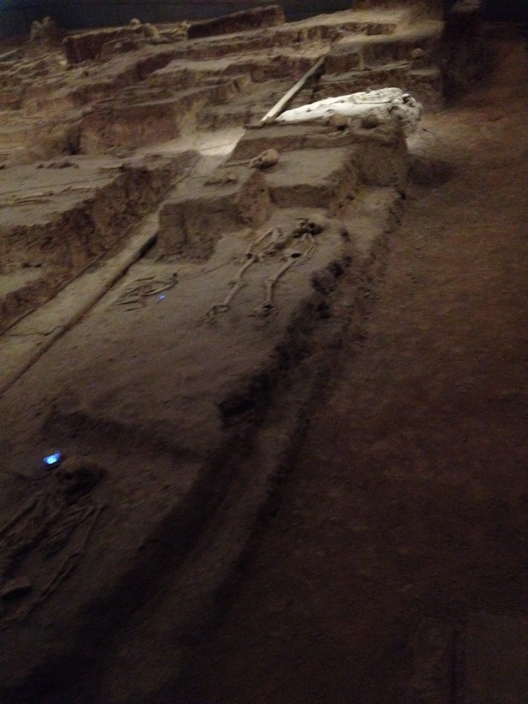 The Nanjing Massacre Memorial Hall is built near the site of a mass grave of 10,000 victims and displays some of the remains excavated near the site. A gruesome reminder of the horrors of war.