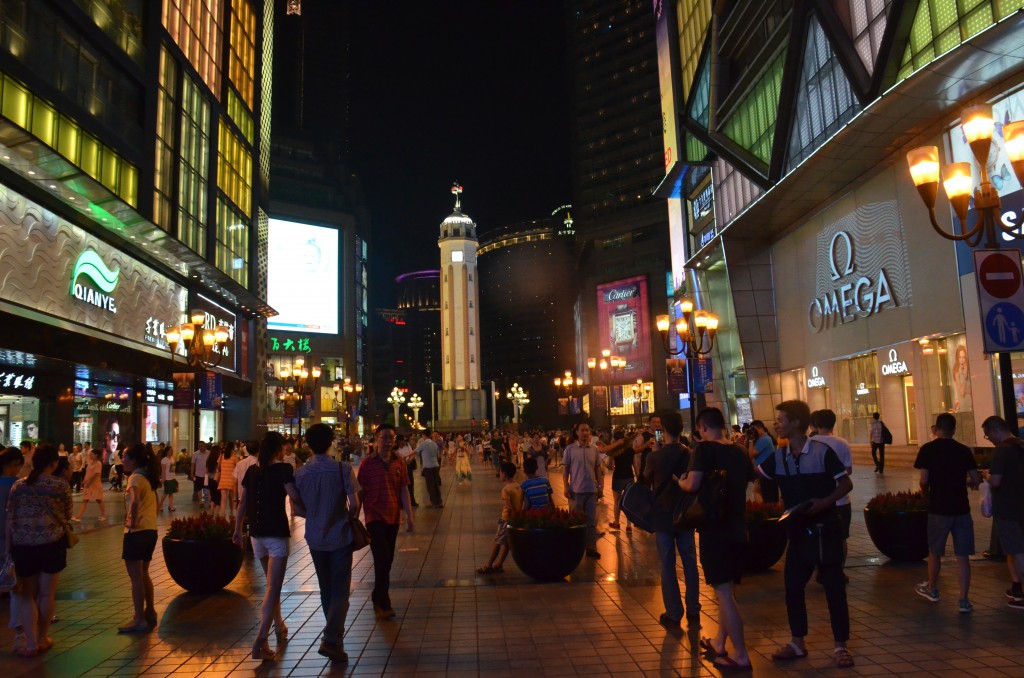 Chongqing's central shopping square is anchored by the People's Liberation Monument, built in 1945 to commemorate the victory over the Japanese in WWII. It was renamed in 1950 to commemorate the Communist conquest of the area. Even monuments change to fit the popular mood of the times.